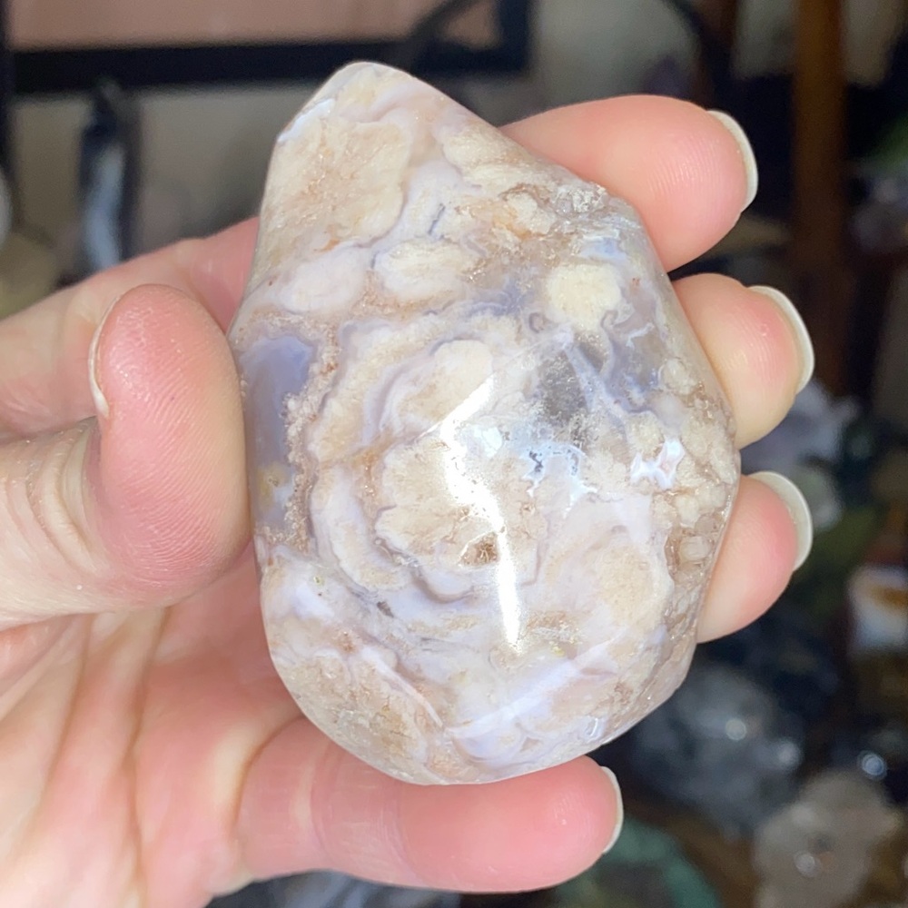 Natural Polished Cherry Blossom Flower Agate Freeform